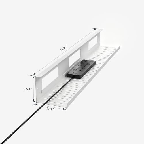 Image of FLEXISPOT Under Desk Cable Management for Office and Home - Standing Desk Metal Raceway Wires Tray (White)