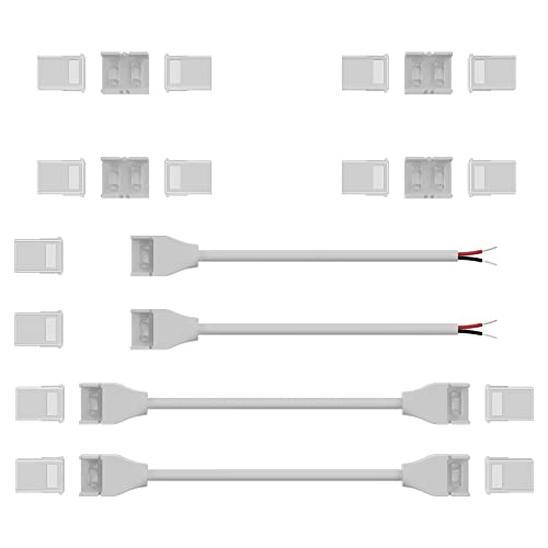 PAUTIX Connecteurs pour Ruban LED COB étanche IP67, kit de connecteurs d'extension LED, 4 connecteurs combinés, 2 paires de cavaliers à double extrémité, 2 paires de connecteurs bande à fil Cover