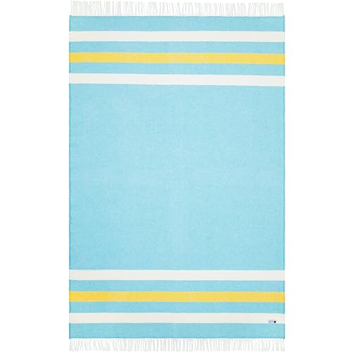 Steppenwolle® Decke aus Wolle Glacier (135x200 cm) Picknickdecke mit Fransen aus 100% Schurwolle | Ökologische Wolldecke groß | Kuschelige Decke in türkis | Fair produziert in der EU