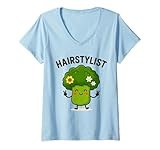 Mujer Peluquero Divertido Lindo Peluquero Vagetable Peluquero Humor Camiseta Cuello V