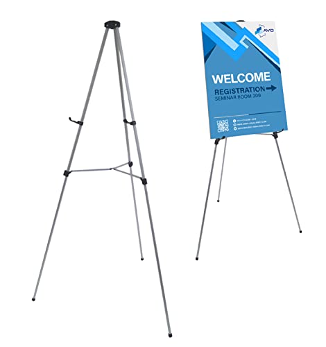 Lightweight Aluminum Telescoping Display Easel, 70 Inches, Silver