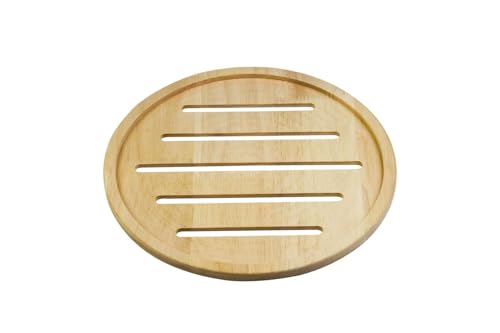 Image of Roti Cooling & Serving Wooden Plate 10 Inch | Premium Teak Wood Wooden Chakla with Anti-Slip Pads | Anti-Moisture & Termite-Free Chapati Serving Stand for Kitchen & Dining (10 INCH)