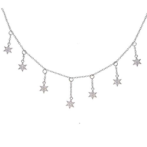 Collier délicat star charm argent 925 et pendentif étoile oxyde de zirconium AAA