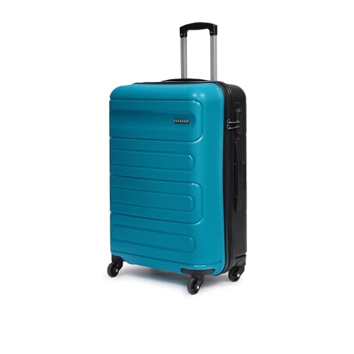 Image of Yayavar Tokyo Dual Colour Hard-Sided Suitcase Bag - 84L| Dual Color Trolley with 4 Spinner Wheels, Number Lock, Water Resistant | Luggage Bag for Travel (Teal & Black, 66cm, Medium)