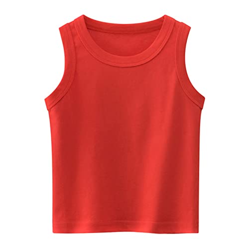 Toddler Kids Baby Boys Girls Solid Tank Tops Sleeveless Crewneck Vest T-Shirts Tops Casual Tee Clothes (Red, 4-5 Years)