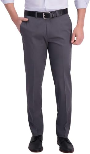 Haggar Men's Premium Non Iron Twill Pants (US, Waist Inseam, 32, 34, Regular, Regular, Gray)