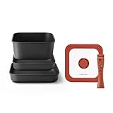 Roichen Conjunto de frigideiras Spinweb com 5 peças, frigideira de 22 cm + frigideira de 22 cm + frigideira de 26 cm + tampa de vidro multitamanho + alça destacável. Frigideira, frigideira, frigideira