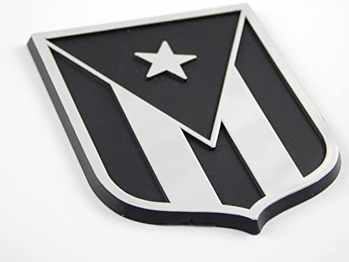 Image of Puerto Rico Crest Black Shield Chrome Plastic car Emblem Decal Badge Sticker Crest PRBC