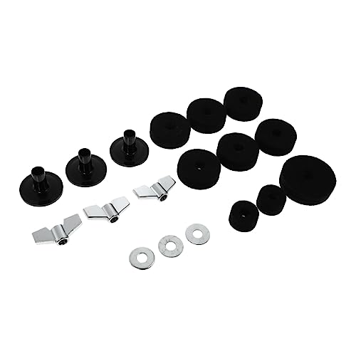 Holibanna 18pcs Drum Felt Pad Set with Non Slip Drum Accessories Protection for Cymbals Black