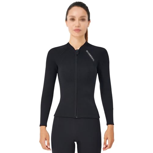 Chaqueta y pantalones de neopreno para mujer, 2mm, mangas largas, con cremallera frontal, top para natación, surf, snorkel, buceo, navegación (Top Mediano) miniatura 1