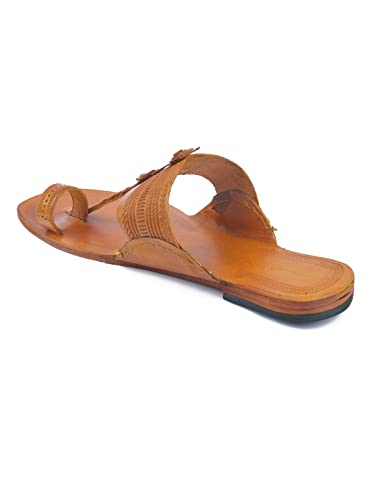 Image of KORAKARI Men Kolhapuri Chappal Handcrafted Sandal Smooth and Comfortable Flip Flops Slipper Stylish Anti Slip Design Genuine Leather Traditional Footwear.