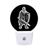 Medieval Knights Sword Shield Table Lamp Plug in Bedside Lamp LED Nightlight for Bedroom Living Room