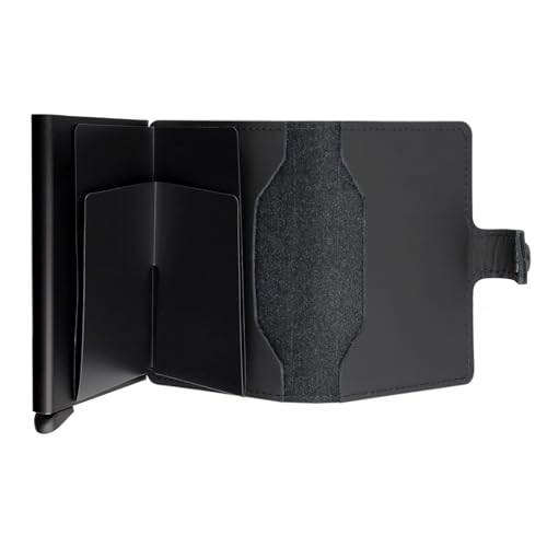 Image of SECRID Mini Wallet, Genuine Matte Leather, RFID Protection, Holds up to 12 Cards (Black)