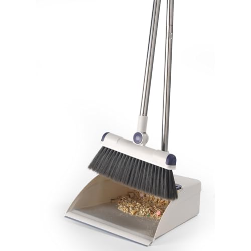 Beldray LA030216FEU7 Deep Clean Kehrschaufel- und Bürstenset mit langem Griff – mehrflächige Bodenkehrmaschine, integrierter Besenkamm und Schwenkkopf, kratzfreie weiche Borsten, für alle Hartböden