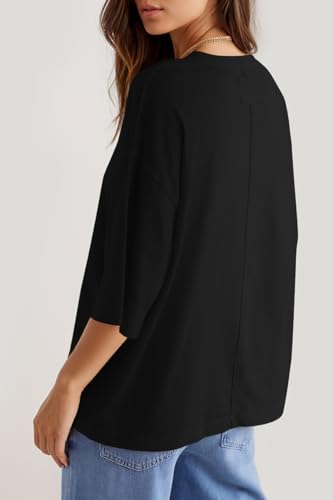 UNCLECAT Womens Oversized Half Sleeve T Shirts Summer Tops Trendy Crew Neck Loose Fit Workout Tee Clothes3