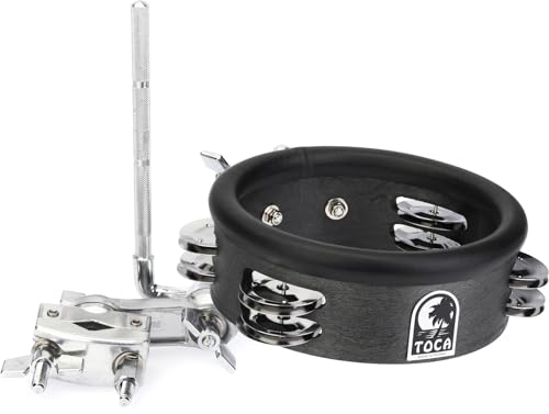 Toca Percussion Jingle-Hit Tambourine with Gibraltar Mount - Black Marine