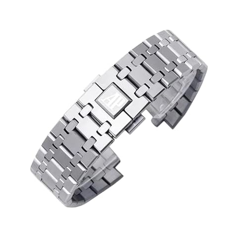ROUREOX Szeroka Bransoleta Stal Nierdzewna 26mm, Ciężki Pasek Metalowy Szczotkowany, Matowy Zamiennik Lity dla Audemars Piguet Royal Oak-Srebrzysty