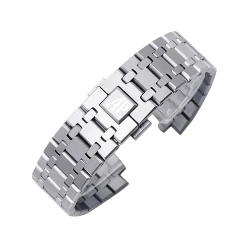 ROUREOX Szeroka Bransoleta Stal Nierdzewna 26mm, Ciężki Pasek Metalowy Szczotkowany, Matowy Zamiennik Lity dla Audemars Piguet Royal Oak-Różowe złoto