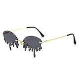 ENTHYI Diamond Dripping Frame Rimless Sunglasses