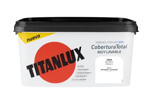 Titanlux Cobertura Total pintura para paredes, Color Blanco, 4 l (Paquete de 1) - cubeta