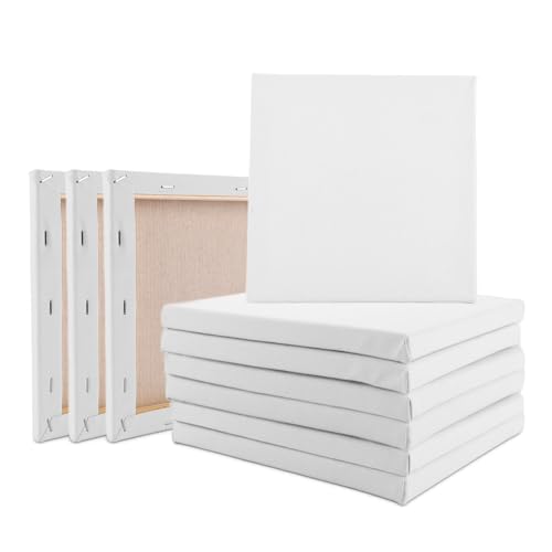Tele per pittura, confezione da 36 pezzi, 20 x 25 cm, pannelli di tela per pittura, senza acidi, 100% cotone senza acidi, per acrilici, colori ad acquerello ad olio