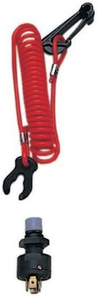 Boat Kill Safety Coil Lanyard Emergency Cut-Off Switch, Engine Shut-Off Switch 12VDC Extendable Lanyard for Boats, ATV, Outboard Motor
