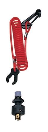 Pactrade Marine Boat Kill Safety Coil Lanyard Emergency Cut-Off Switch, Engine Shut-Off Switch 12VDC Extendable Lanyard for Boats, ATV, Outboard Motor