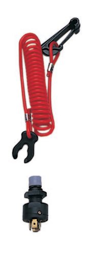 Pactrade Marine Boat Kill Safety Coil Lanyard Emergency Cut-Off Switch, Engine Shut-Off Switch 12VDC Extendable Lanyard for Boats, ATV, Outboard Motor