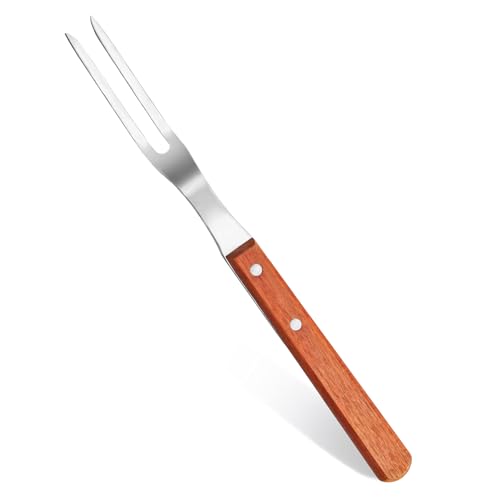 Fourchette barbecue avec long manche isolant en bois authentique - 3