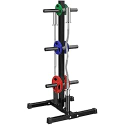 Discos De Pesas Para Barra Olimpica Yaheetech Soportes para Discos Olimpicos Estante para Barras de Musculacion Soporte Pesas y Mancuernas Ajustable Árbol de Disco Capacidad de 400 kg 113.3cm