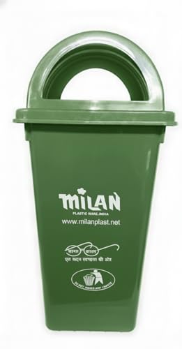 Image of Milan Plastic Garbage Dustbin With Dome Lid 60 Litre Green