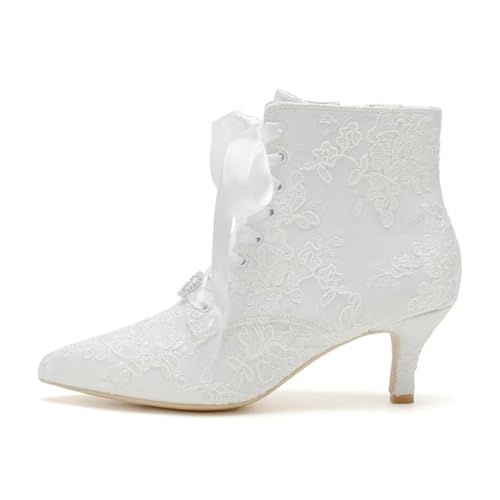 Low Heel Wedding Boots for Bride Lace Bridal Ankle Boots Wedding Shoes Bride Heels3