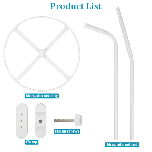 Soporte de mosquitera para cuna Holibanna de acero blanco resistente 8