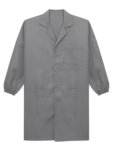 Image of CHICTRY Unisex Resistant Work Coat Lapel V Neck Long Sleeve Front Button Dustproof Jacket Lab Coat