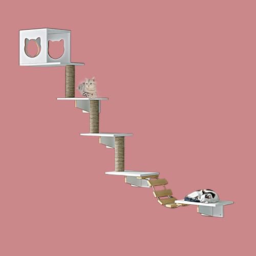 FLQYJJDP Wooden Cat Wall Furniture, Stable Steps, Wall-Mounted Houses and Perches, Suitable for Most Kittens and Adult Cats(8pcs)