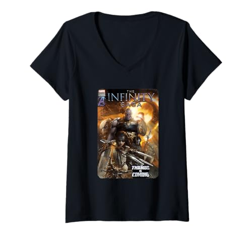 T-shirt Marvel Infinity Saga pour femme avec col V, idéal pour un look streetwear branché