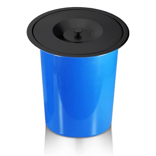 JTWWDM Elegante Bote de Basura Integrado con Tapa y Asa, Contenedor Azul Oculto de 8L, con Conducto de Residuos de Acero Inoxidable Integrado para Encimeras Tocadores y Escritorios,Negro,5L