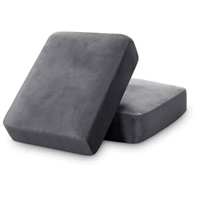 PrinceDeco Stretch Velvet Couch Cushion Covers for Individual Cushions Sofa Cushion Cover Seat, Sofa Covers Washable, Couch Seat Cushion Covers for Sectional (2 Pieces, Grey)