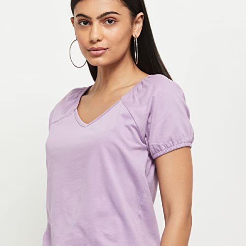 Image of Max Women Solid V-Neck T-Shirt