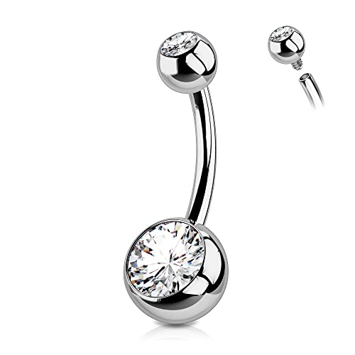 Dimensioni delle barre per ombelico in titanio: spessore barra: 1,6 mm; lunghezza barra: 10 mm, dimensioni standard.