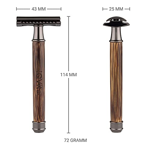 iQVita® Premium Rasierhobel mit Griff aus Bambus - Rasierer Damen - inkl. 10 Rasierklingen - Nassrasierer - geschlossener Kamm - umweltfreundlich & nachhaltig - Zero Waste - inkl. eBook - Image 4