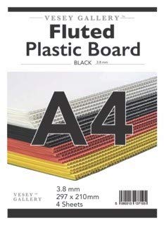Vesey Gallery® Black Fluted Correx Board Pack of 4 Sheets. from A4 to A1 Size (A4 (297x210mm))