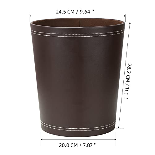 KINGFOM™ Klassisch Leder Papierkorb für Büro/Badezimmer/küche/Schlafzimmer (Braun)