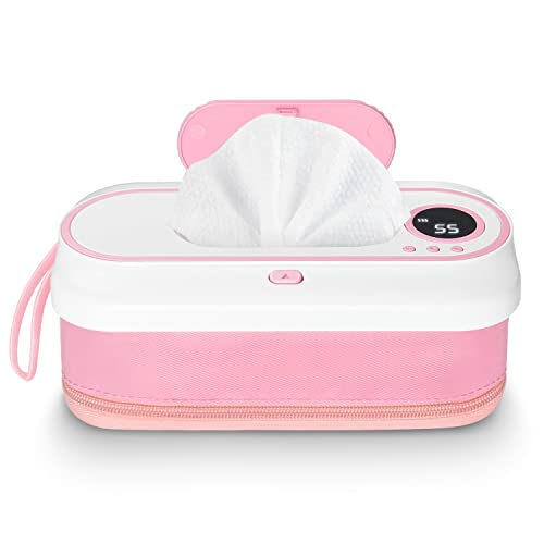 Image of Portable Wipe Warmer, Baby Wet Wipes Dispenser USB Charged - 2 Modes Temperature Control Diaper Wipe Warmer LCD Display for Travel Indoor, BPA-Free