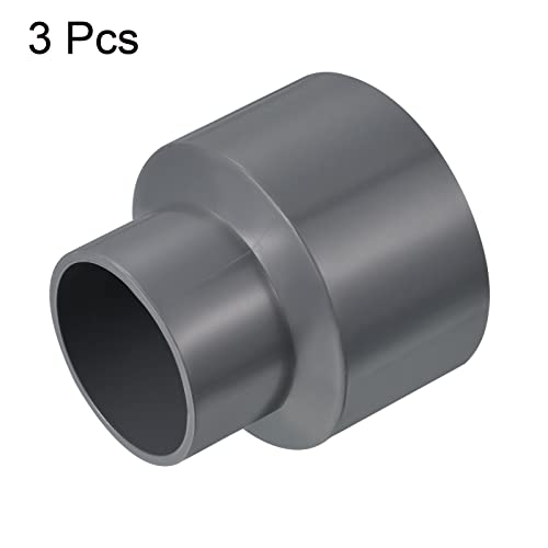 PATIKIL PVC Reducer Pipe Fitting 75x50mm, 3 Pack Straight Coupling Adapter Connector, Gray - Image 3