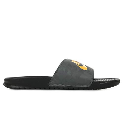 Nike Sandalias Benassi Just Do It para hombre, Black Laser Orange Iron Grey, 42.5 EU