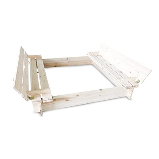 HABAU 3022 Caja de Arena con Tapa y un Banco, 120x120x20 cm