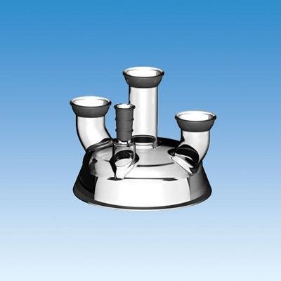 6489-20 Series Reaction Flask Head, 4" Conical Flange, 4 Necks, 35/25 Center Joint, Two 35/25 Side Joints, 14/35 Thermometer Joint