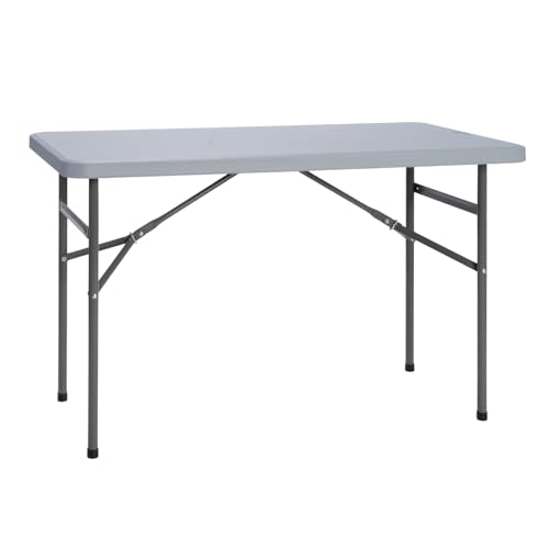 Solycarpa Mesa Rectangular 122 x 60 Cm con Patas Plegables de Exterior, Jardín, Catering, Hostelería y Eventos. Auxiliar para Comedor y Camping. Fácil de Transportar, Portátil y de PVC.