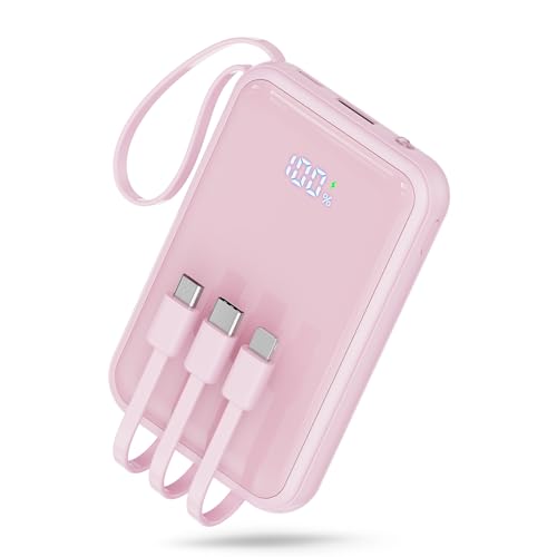 Amazon | モバイルバッテリー 大容量【超小型サイズ・4本ケーブル内蔵